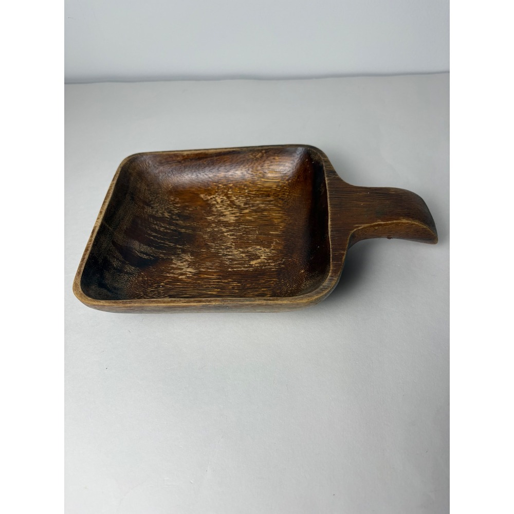Wooden Serving Dish Tray/Bowl with‎ Handle Mid Century 60s Kitchen Decor